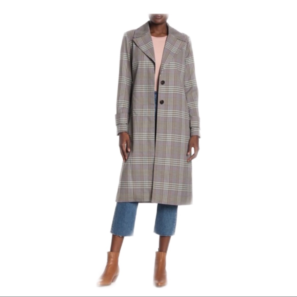 AVEC LES FILLES
Plaid Notch Collar Trench Coat